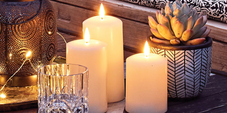 Lights4fun Large Regular Outdoor Tru Glow Realistic Flame Pillar Candle Trio SS20 ú26 99 6847416