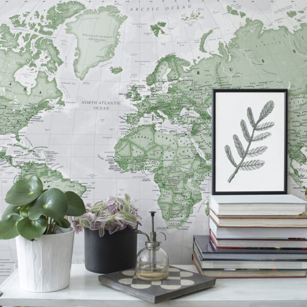 Wallsaucecom World Political Green Map Mural by Lovell Johns at Wallsaucecom 6860376