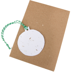 Green Planet Paper Christmas bauble tag green string