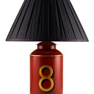 T3 032 RN No 8 Tea Caddy Table Lamp Hand Painted Distressed Red