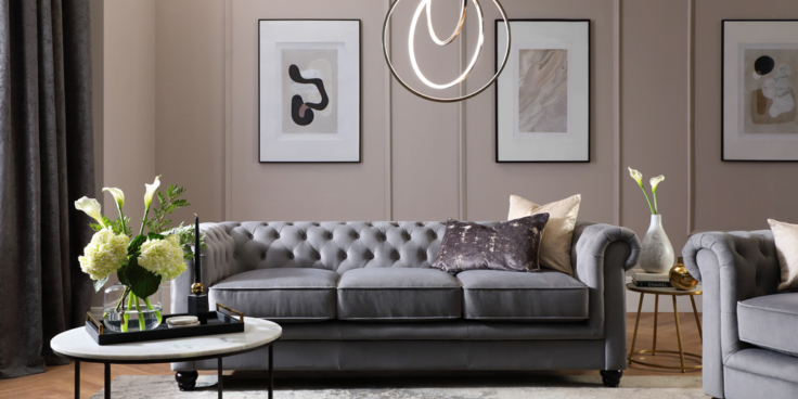 Furniture And Choice Hampton Grey Velvet Sofa Designer Living SS21 Main Landscape s799 99 7230587