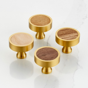 Wooden Insert Brass Knobs