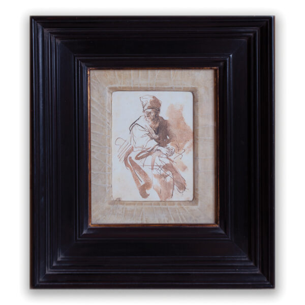 Ebonisded frame with cracked gesso mount