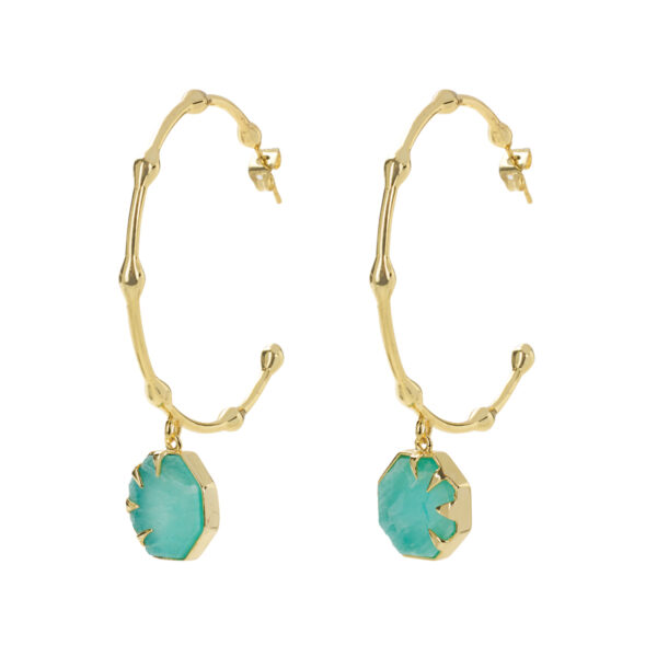 YAA YAA LONDON Big Hold on Hoops Amazonite Stone 75