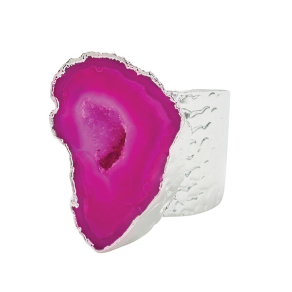 YAA YAA LONDON magenta silver ring 58