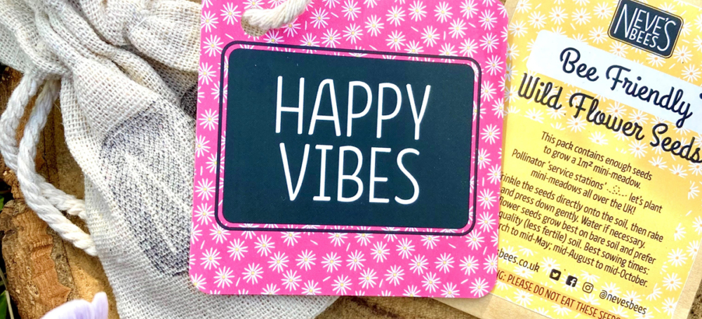 Happy Vibes Honey Vanilla Beeswax Lip Balm and Bee Friendly Wildflower Seeds