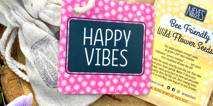 Happy Vibes Honey Vanilla Beeswax Lip Balm and Bee Friendly Wildflower Seeds