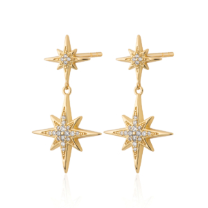 2 Scream Pretty x Hannah Martin Art Deco Star Drop Studs Gold PS65 at www screampretty com