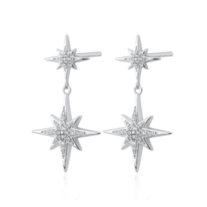 7 Scream Pretty x Hannah Martin Art Deco Star Drop Studs Silver PS65 at www screampretty com