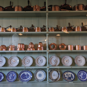 Antique copper and plates in The Kitchen at Penshurst Place c Penshurst Place