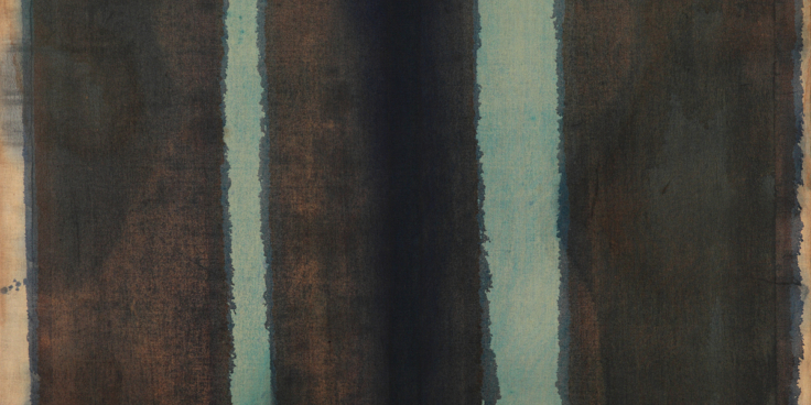 3 YHK Umber Blue 1974 Oil on cotton 91 5x116 3cm