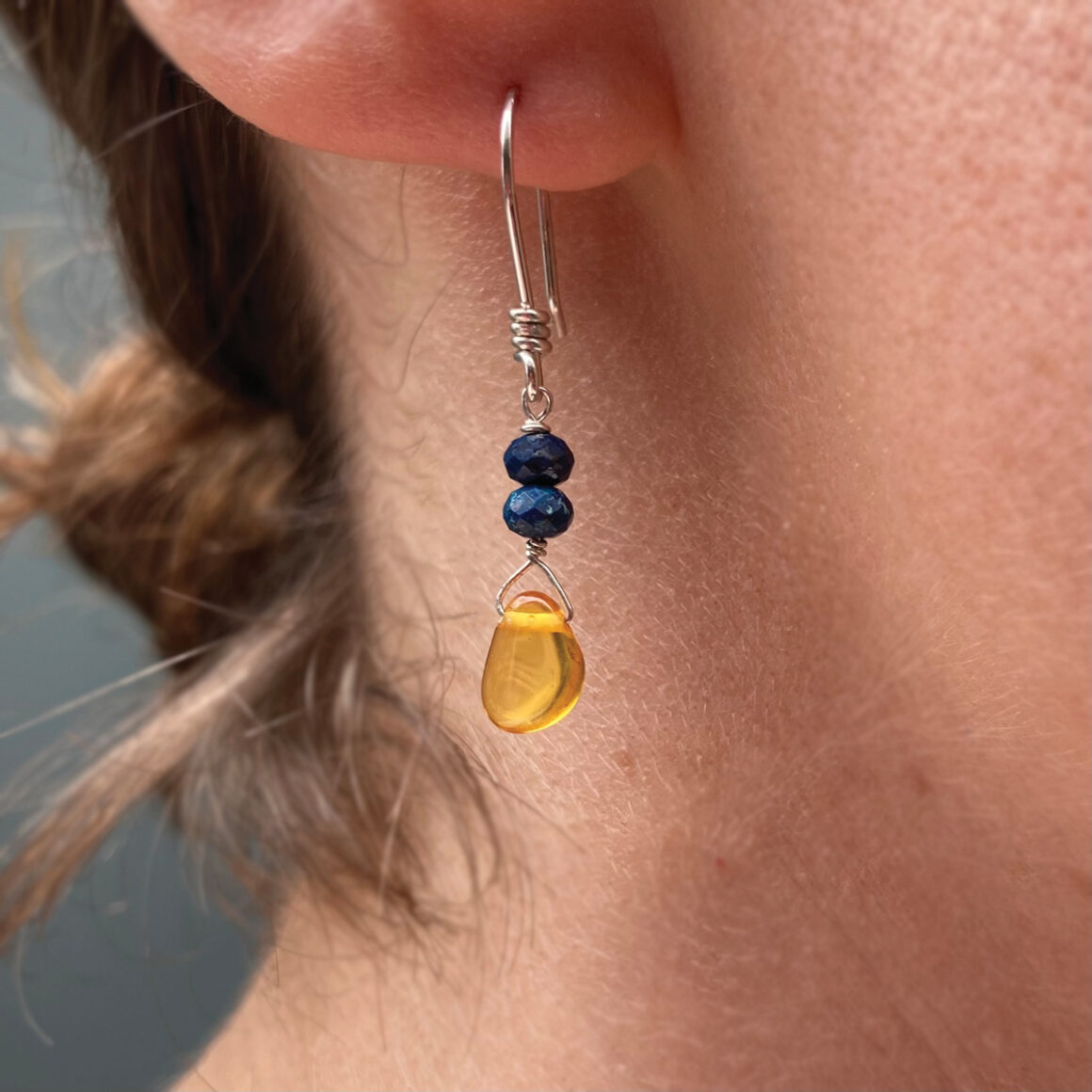 Camilla West WES227 Blue and yellow earrings 2 1